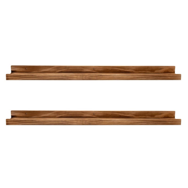 AZSKY Rustic Wood Floating Shelves for Nursery Books Long Wall Bookshelf Photo Picture Ledge Shelf with Lip Wall Shelf for Kids Bedroom Bathroom Living Room Office Frames 36 Inches Set of 2 - Image 1